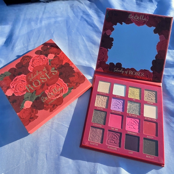 🟠 ☆ NWT ☆ BeBella "Shade of Roses" Eyeshadow Palette Red Purple White Go - Picture 2 of 7